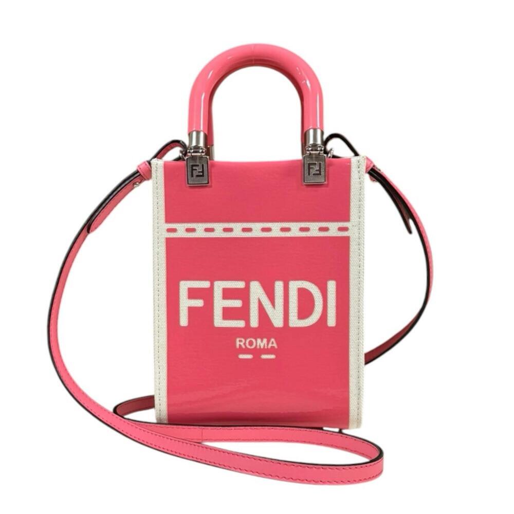 Fendi Sunshine Shopper Mini Shoulder Bag, Patent Leather 8BS051 Pink, Women's... - Picture 1 of 11